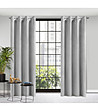 Сребриста велвет завеса с халки 140x250-1 снимка