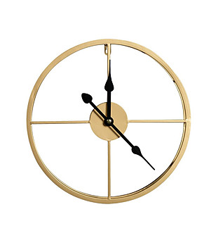 Златист стенен часовник от метал 40x6 см снимка