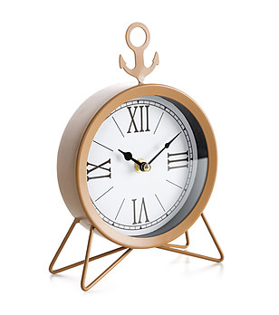 Кафяв настолен метален часовник 16x5x23 см снимка