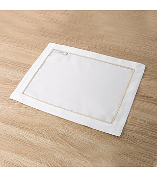 Комплект 4 бели подложки със златист кант 30x40 см снимка