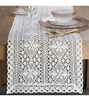 Бял ажурен тишлайфер на една кука Mary 40x140 см снимка