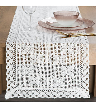 Бял ажурен тишлайфер на една кука 40x180 см снимка