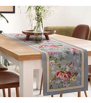 Сив тишлайфер на цветя 45x140 см снимка