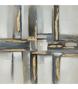 Сиво-златиста абстрактна ръчно рисувана картина 60x60 снимка