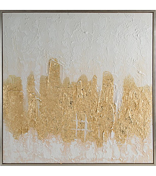 Бяло-златиса абстрактна картина 80x80 снимка