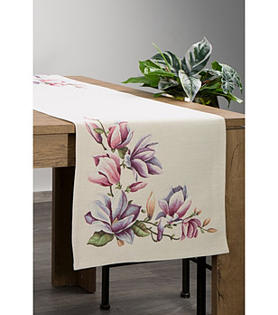 Бежов гобленов тишлайфер с магнолии 45x140 см снимка