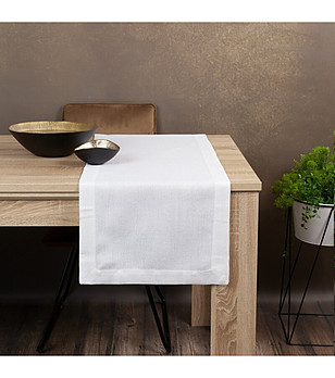 Бял тишлайфер с кант 40x180 см снимка