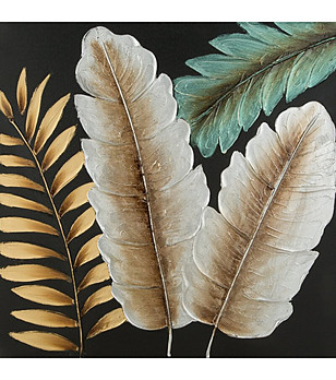Черна картина с бежови листа 60x60 снимка
