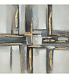 Сиво-златиста абстрактна ръчно рисувана картина 60x60-2 снимка