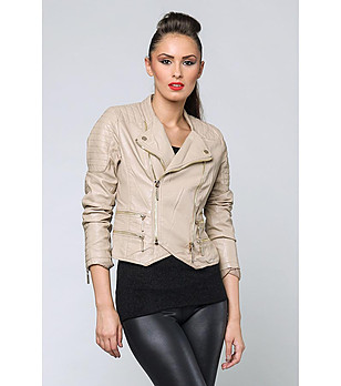 Бежово дамско яке с ципове снимка