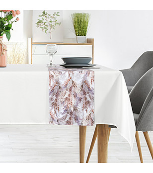 Бял комплект покривка с лилав тишлайфер 140x260 см снимка