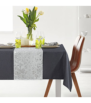 Сив комплект покривка с тишлайфер с листа 140x260 см снимка