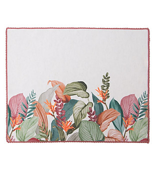 Комплект 4 подложки за хранене в екрю със флорален принт 32x45 см снимка