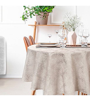 Сребриста кръгла покривка с цветя 150 см снимка