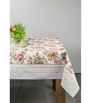 Гобленова покривка в светлосиво с флорален десен 140x180 см снимка