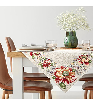 Гобленова покривка с цветя 100x100 см снимка