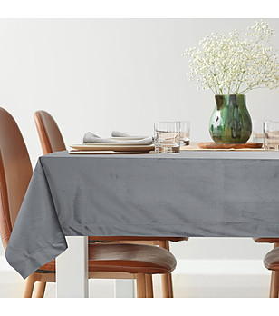 Сива велвет покривка с декоративна лента 140x220 см снимка