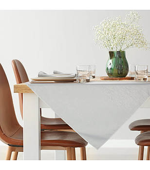 Бяла покривка със златни ивици 85x85 см снимка