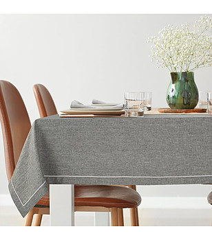 Сива покривка с бяла кант лента 140x180 см снимка