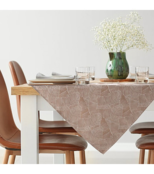 Тъмнобежова жакардова покривка с листа 85x85 см снимка