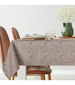 Тъмнобежова жакардова покривка с листа 140x260 см снимка