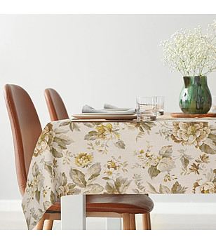 Бежова покривка с флорален жакардов десен 140x200 см снимка