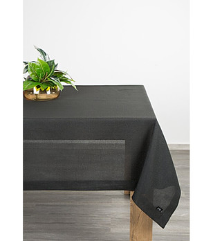 Черна покривка за маса с двойна бордюра 145x300 см снимка