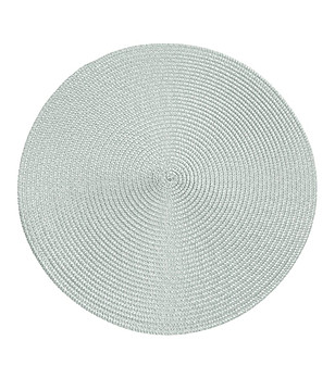 Комплект 6 сиви кръгли плетени подложки за маса 38 см снимка