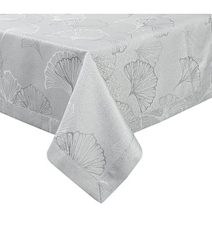 Сива жакардова покривка с листа 145x400 см снимка