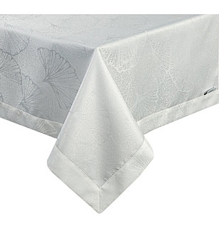 Екрю жакардова покривка с кант 145x400 см снимка