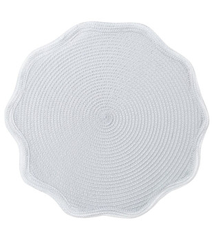 Комплект 6 бели кръгли плетени подложки за хранене 38 см снимка