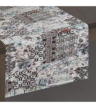 Бял тишлайфер с кафяви шарки 35x180 см снимка