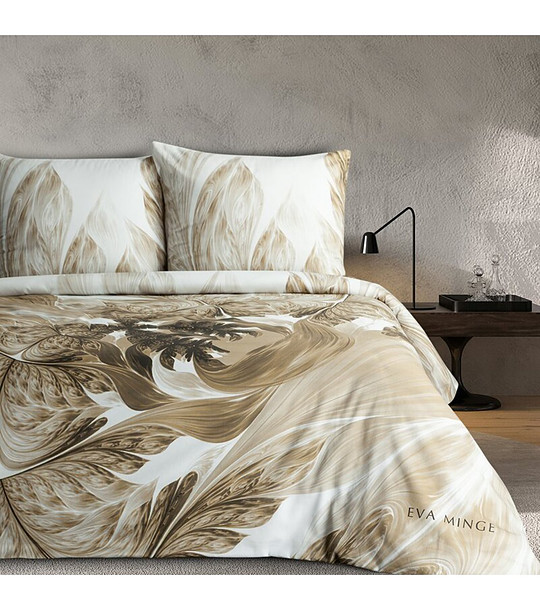 Спален комплект 220x200 в бяло и бежово с десен листа снимка