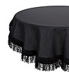 Черна кръгла покривка с ресни 120 см-1 снимка