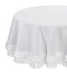 Бяла кръгла покривка с ресни 180 см-1 снимка