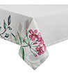 Бяла покривка с флорален принт 140x280 см-2 снимка