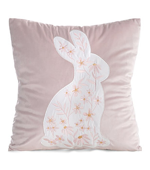 Светлорозова декоративна калъфка за възглавница със заек 45x45 см снимка