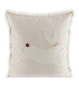 Бежова декоративна калъфка за възглавница с апликация на заек 45x45 см снимка