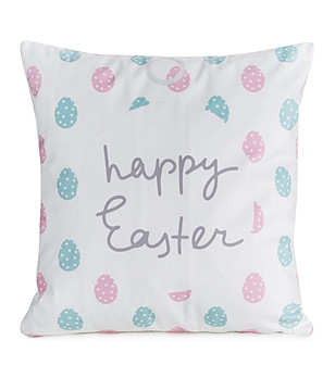 Бяла декоративна калъфка за възглавница с яйца 45x45 см снимка