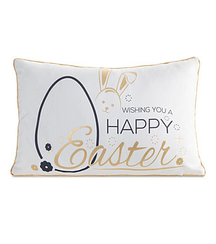 Бяла декоративна калъфка за възглавница със златисто 30x50 см снимка