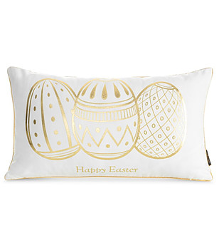 Бяла декоративна калъфка за възглавница със златист печат 30x50 см снимка