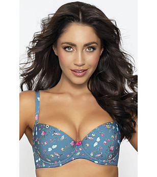 Син сутиен с подплънки с принт BLUE SKY снимка