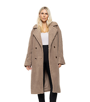 Дамско бежово палто от каракул Biana снимка