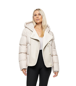 Бежово късо яке с качулка Daphie снимка