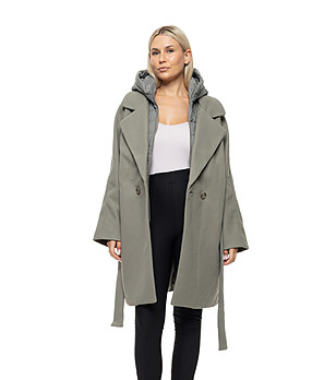 Дамско ментово палто с качулка Adelita снимка