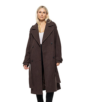 Кафяво палто с колан Arina снимка