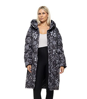 Черно дълго яке с флорален принт Simina снимка