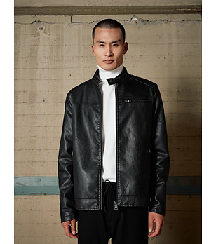 Черно мъжко яке имитация на кожа Benjamin снимка