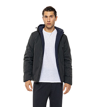 Мъжко двулицево яке в тъмнозелено и тъмносиньо с качулка Benedict снимка