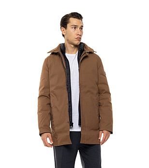 Кафяво двулицево яке с качулка Augustin снимка